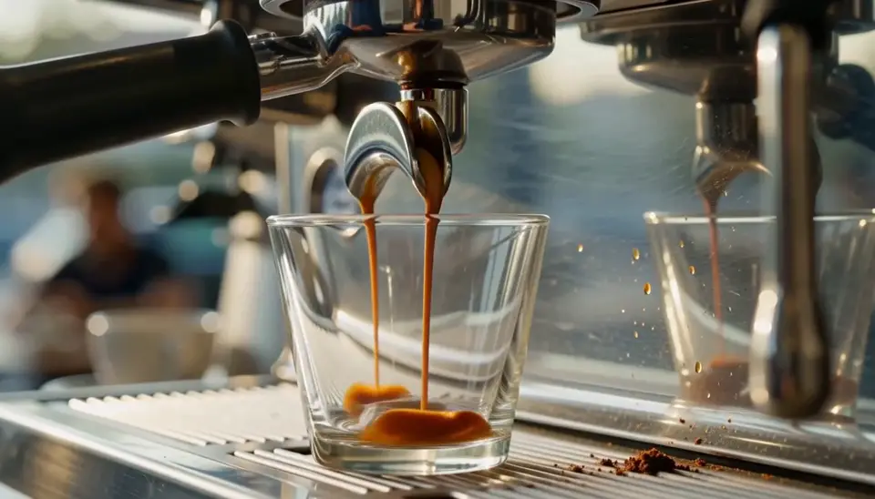 Official MiniMax H3 Max macro example of espresso pouring into a glass